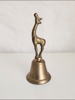 Vintage Brass Giraffe Hand Bell - Decorative Brass Accent